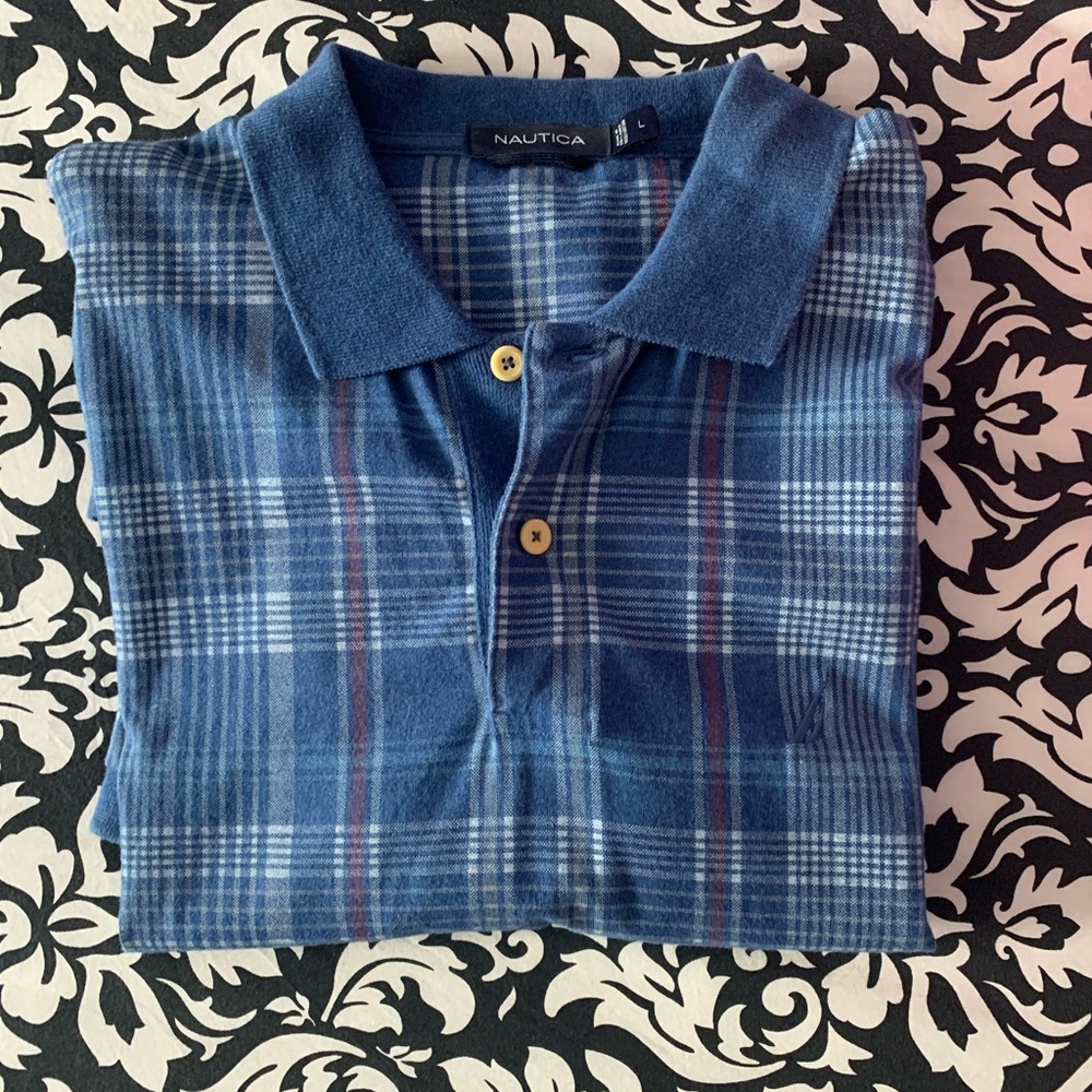 Men’s Plaid Patterned Nautica Polo